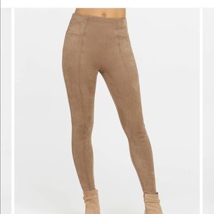 SPANX Faux Suede Leggings in Camel
